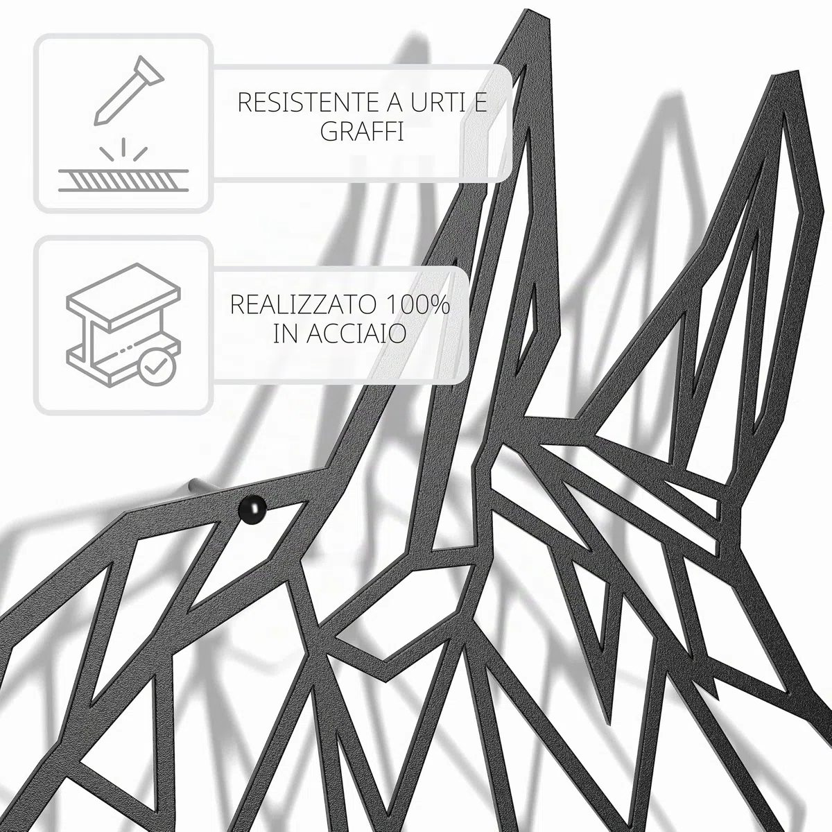 keluly Decorazione in metallo - Scultura da parete galleggiante, con ombre, in acciaio (43 x 31 cm, cavallo)