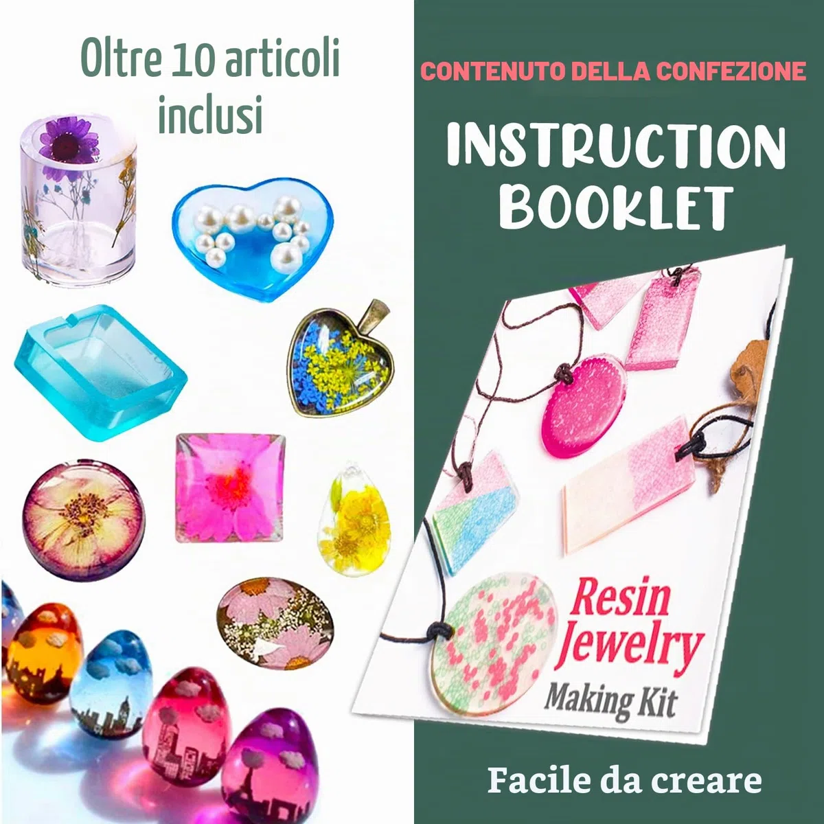 Goody King Kit Resina Epossidica Trasparente per Principianti - Set Completo con Stampi e Accessori per Creare Gioielli - Kit Resina Epossidica Completo per la Creazione di Gioielli, Fai da Te