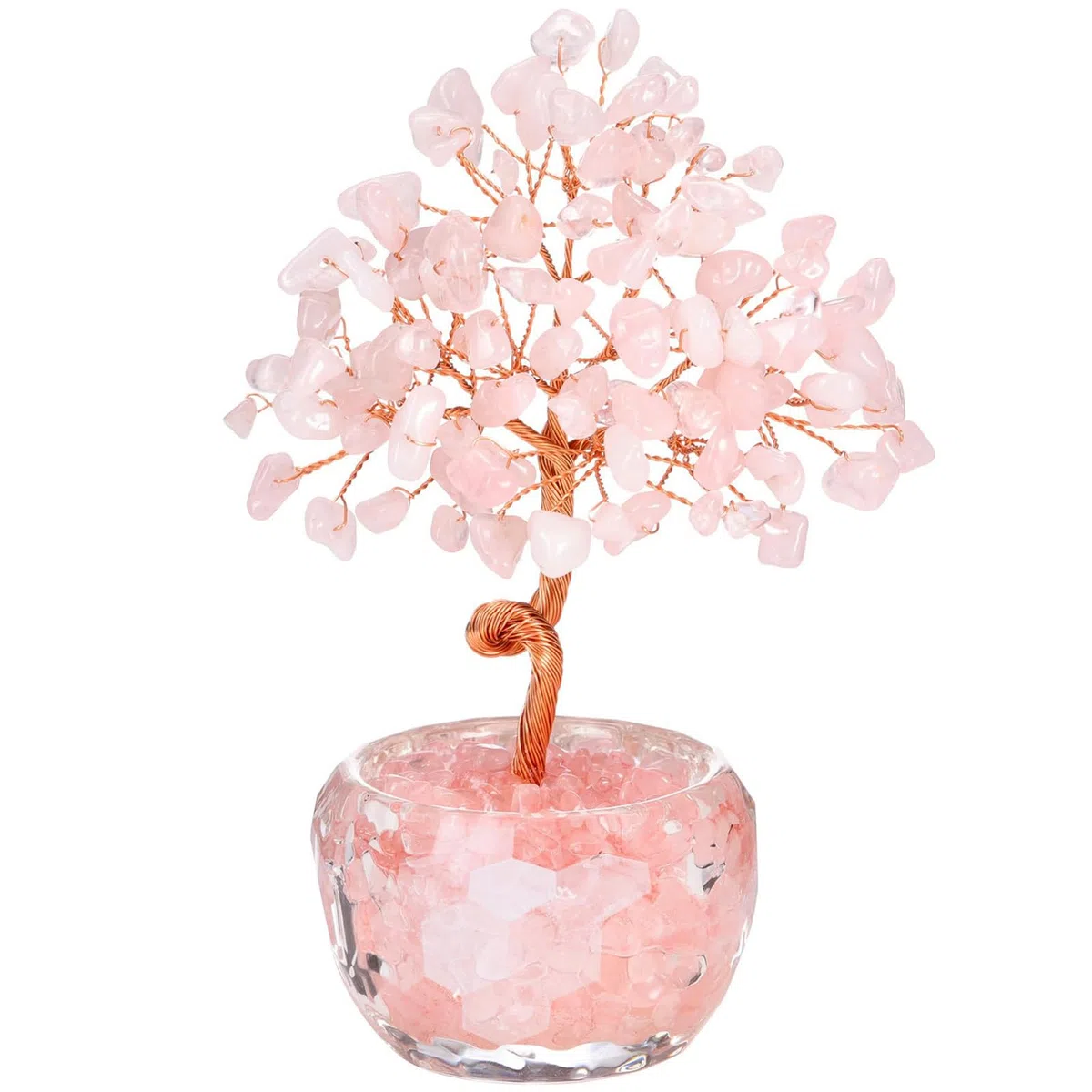 Albero della Vita in Cristallo Rosa Albero dei Soldi Feng Shui con Pietre Naturali, Decorazione Zen e Regalo Spirituale per Casa e Ufficio