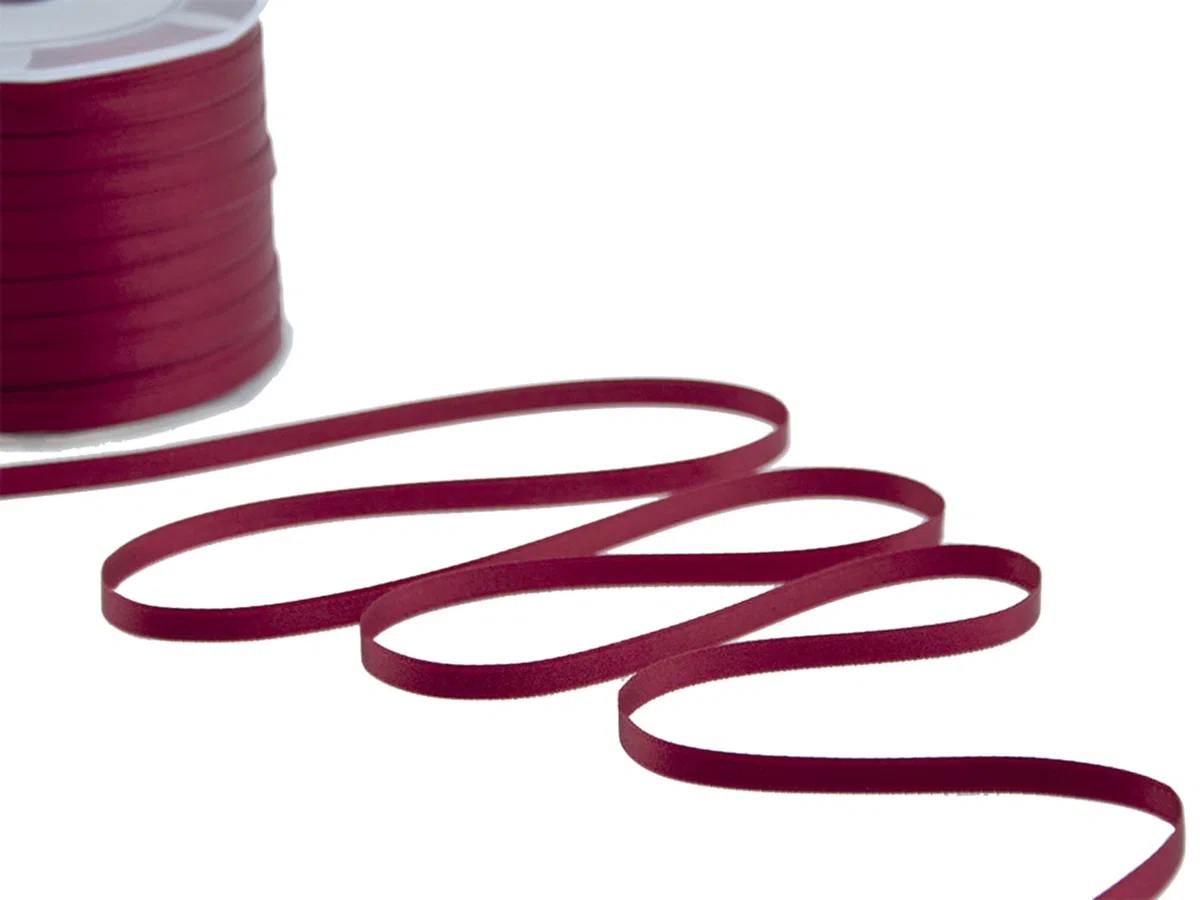 Furlanis - Nastro Doppio Raso, Tessuto Italiano - Bordeaux, 6 mm x 100 m