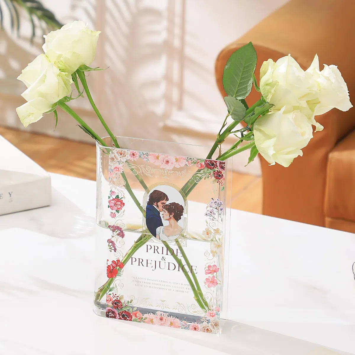 Vaso Libro per Fiori, Vaso per Libri in Acrilico, Vasi a Forma di Libro per Tulipani, Vasi Unici per Decorare la Casa, Regalo Moderno per gli Amanti dei Libri per Ufficio, Soggiorno, Camera