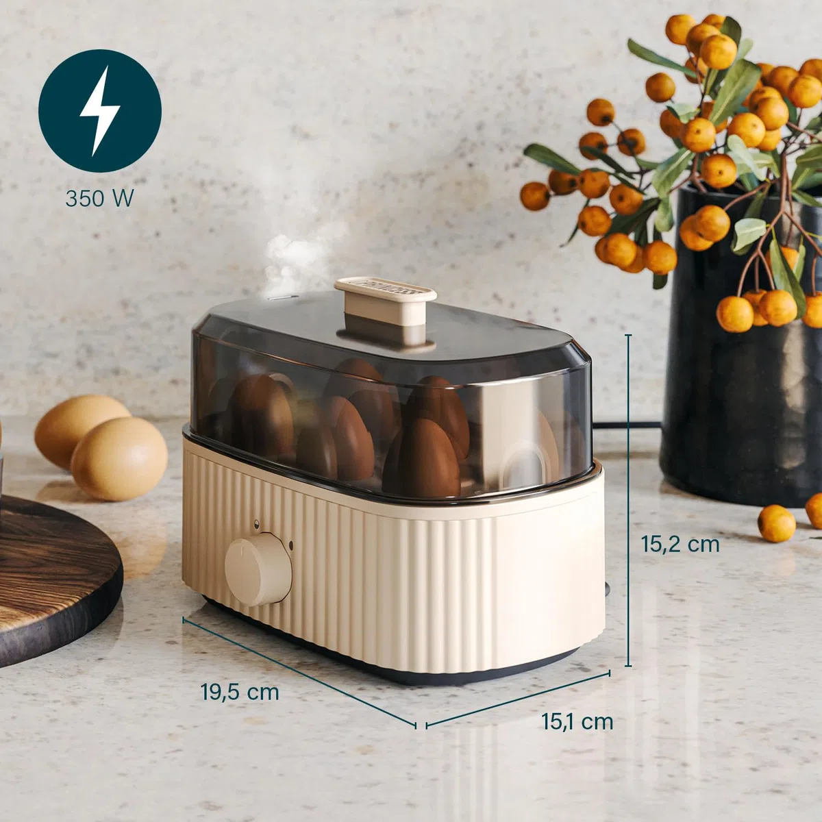 Princess Cuociuova, Capacità 6 Uova, 300W, Misurino per Uova Sode/Morbide, Spegnimento Automatico, BPA Free, Coperchio con Vapore, Vassoio Removibile, Facile da Pulire, 262047