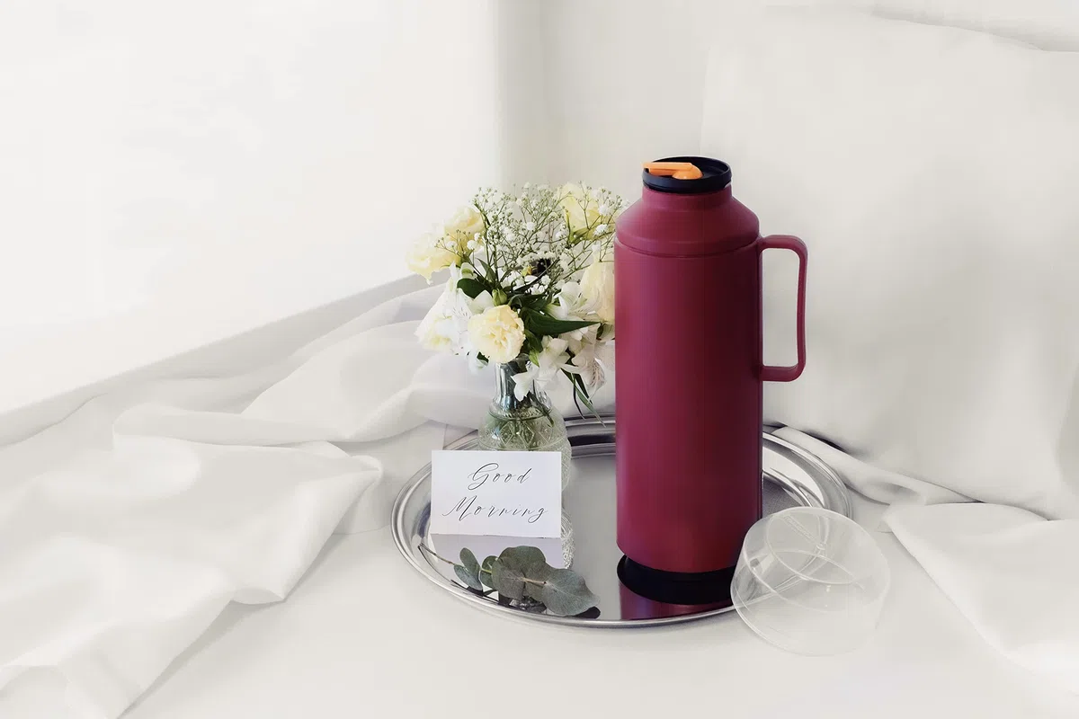Tramontina EXATA - Caraffa termica con tazza, 1000 ml, colore: Rosso