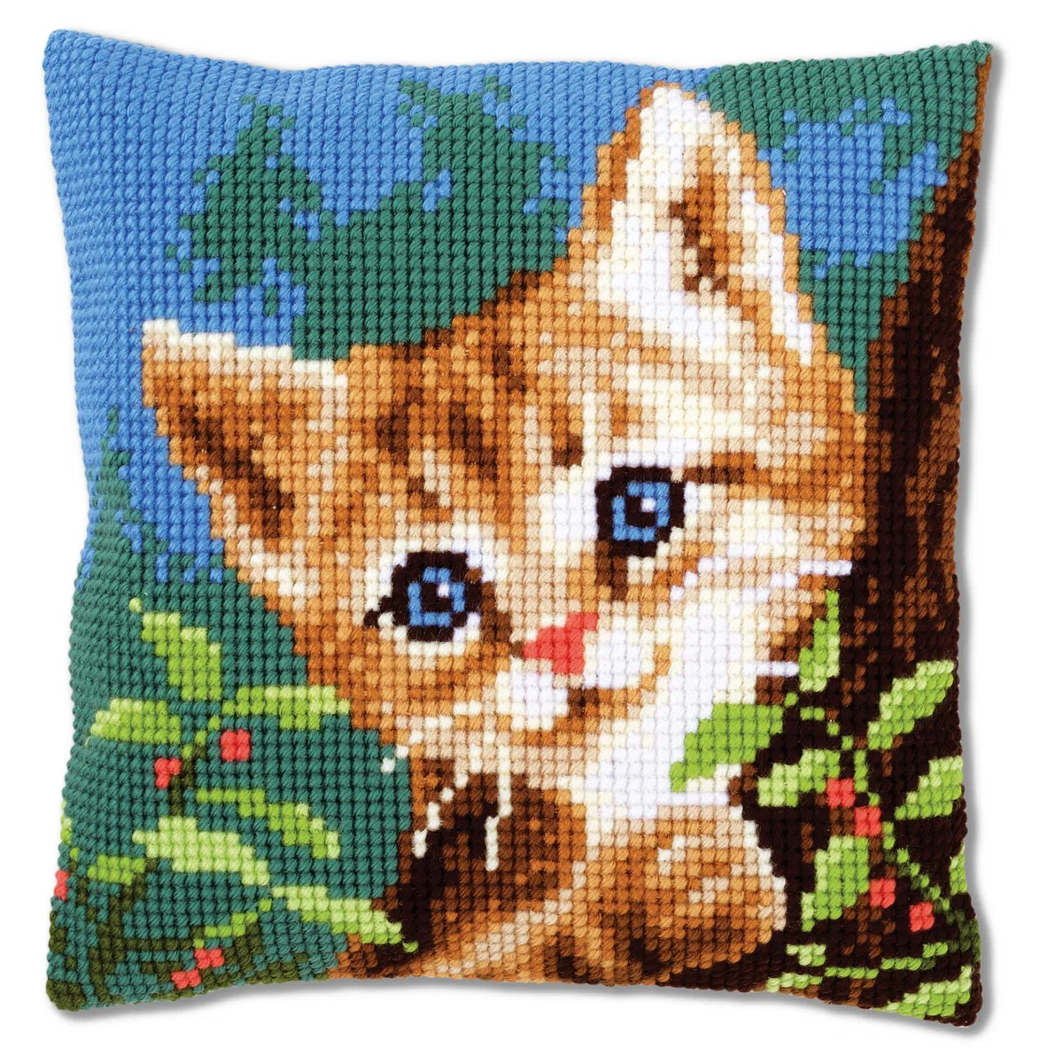 VERVACO Kit Cuscino Punto Croce Gatto su Un Albero Set Ricamo Principianti Cuscini Gobelin Decorativi ca. 40 x 40 cm Accessori per Lavoretti Creativi DIY Casa Decor Hobby Adulti Cross Stitch