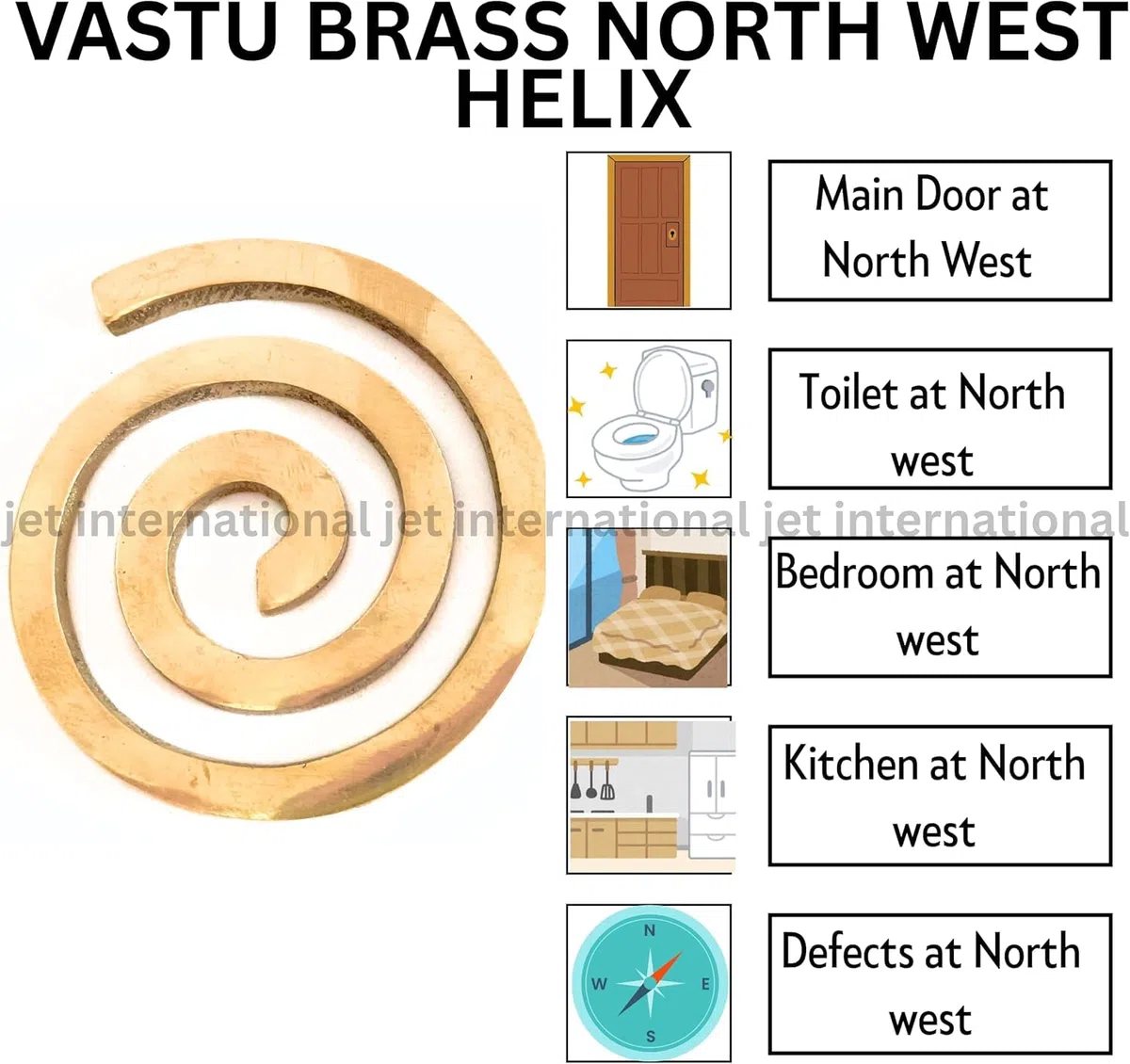 Prajet Energized Vastu Helix Set di 3 Energized Vastu Bilanciamento Helix Home Office Attivare Bilanciamento d'angolo porta armonia e pace Vastu Remedies. (North West Helix)