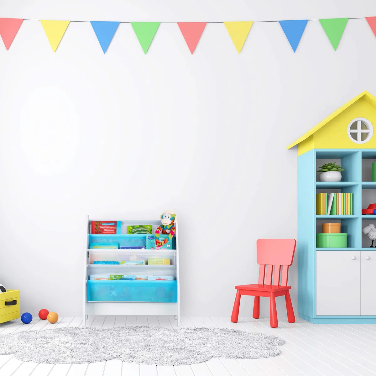 Relaxdays Scaffale Libreria Bambini, 4 Scomparti,Immagini di una Sirena, Bimbi, Dimensioni HLP: 71x62x29 cm, Colorato