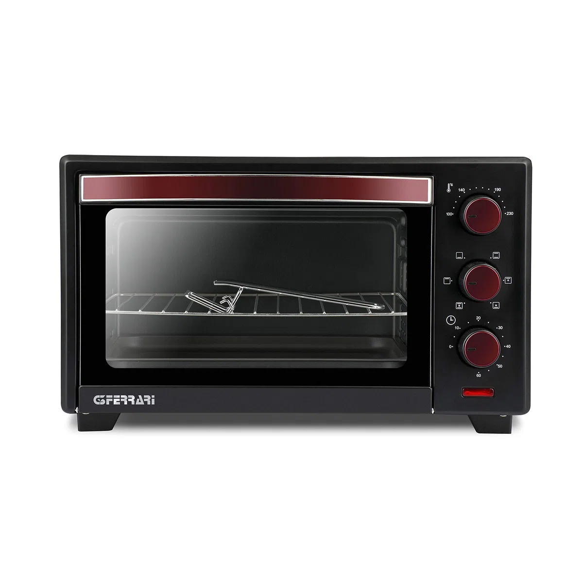 G3 Ferrari G10135 Forno Elettrico Ventilato "Il Moro 20 Plus",1380W, 20 Litri, 100-230°C, Antiaderente, Nero/Rosso