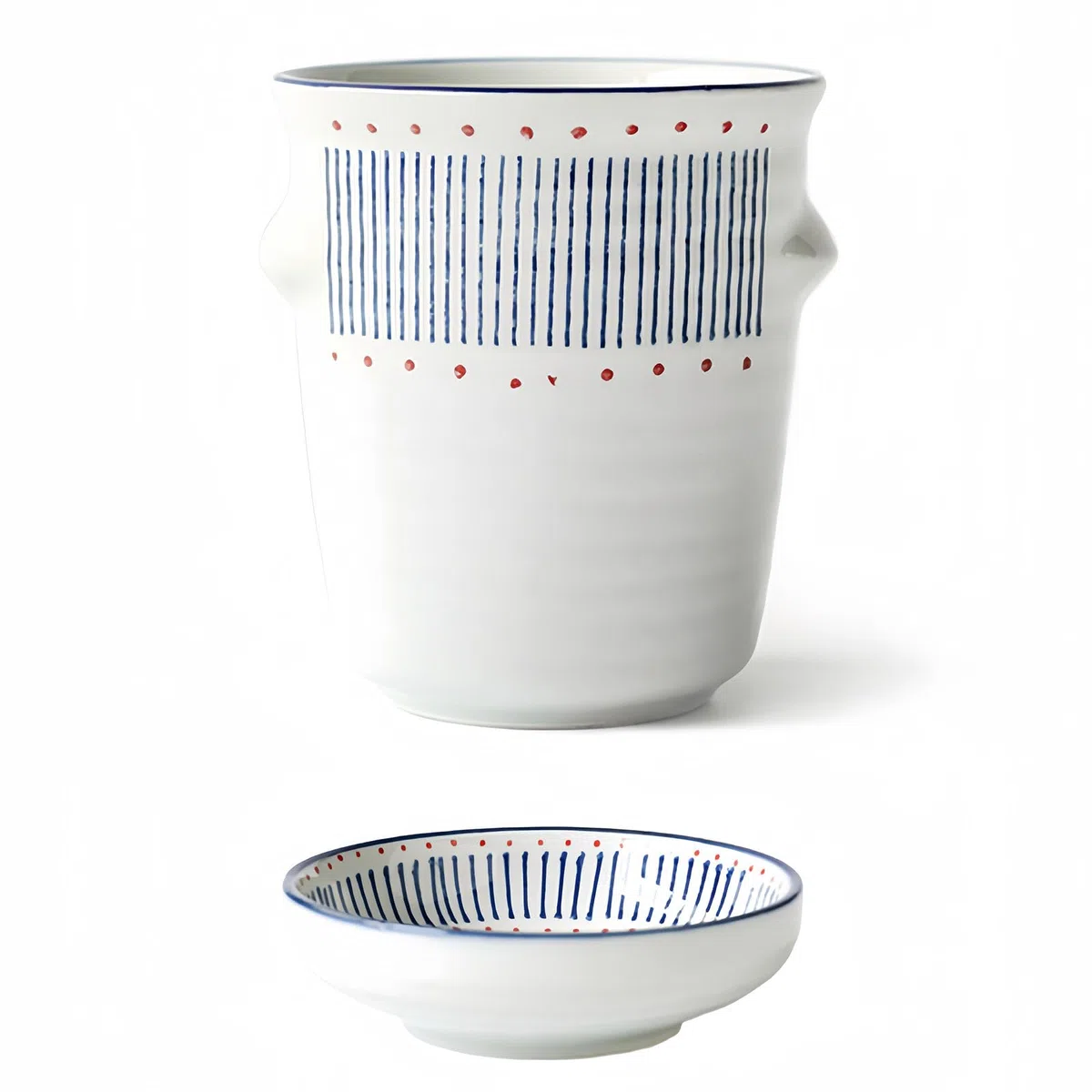 Scolaposate giapponese in ceramica per bacchette, scolapiatti, portaposate con manico, supporto per bacchette per cucina (blu, 10,16 cm)