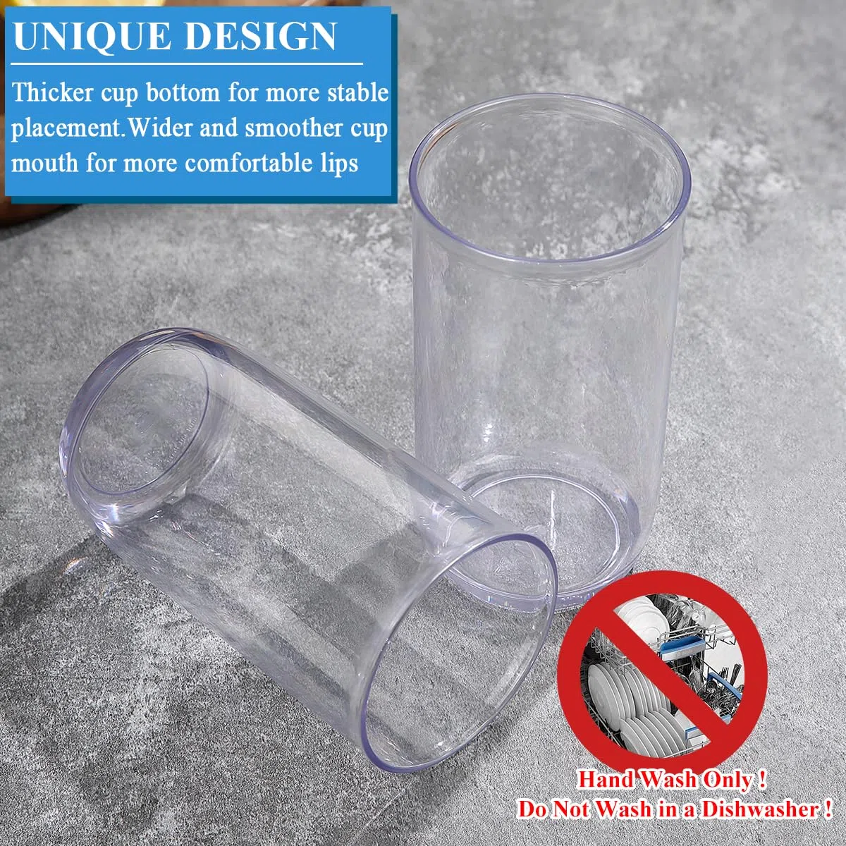 Berglander Set di Bicchieri Highball 8 Pezzi, Bicchieri Collins da Bere in Plastica PET Trasparente Alti 420ml, Tazze d'Acqua Riutilizzabili, Vetreria per Bar Tumbler per Bevande, Birra, Succo, Latte
