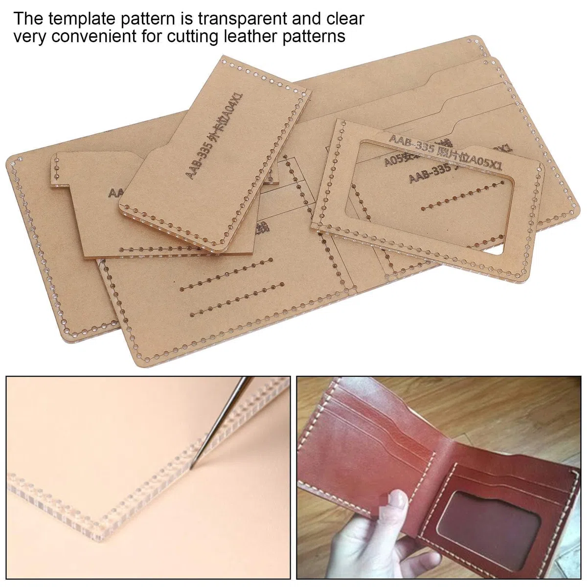 Garosa Modello di Portafoglio Corto Fai da Te Cucito Quilting Stencil per Artigianato Fai da Te Strumento Accessorio Fatto a mano5 Pezzi di Modelli in Pelle acrilica Handcraft Tools