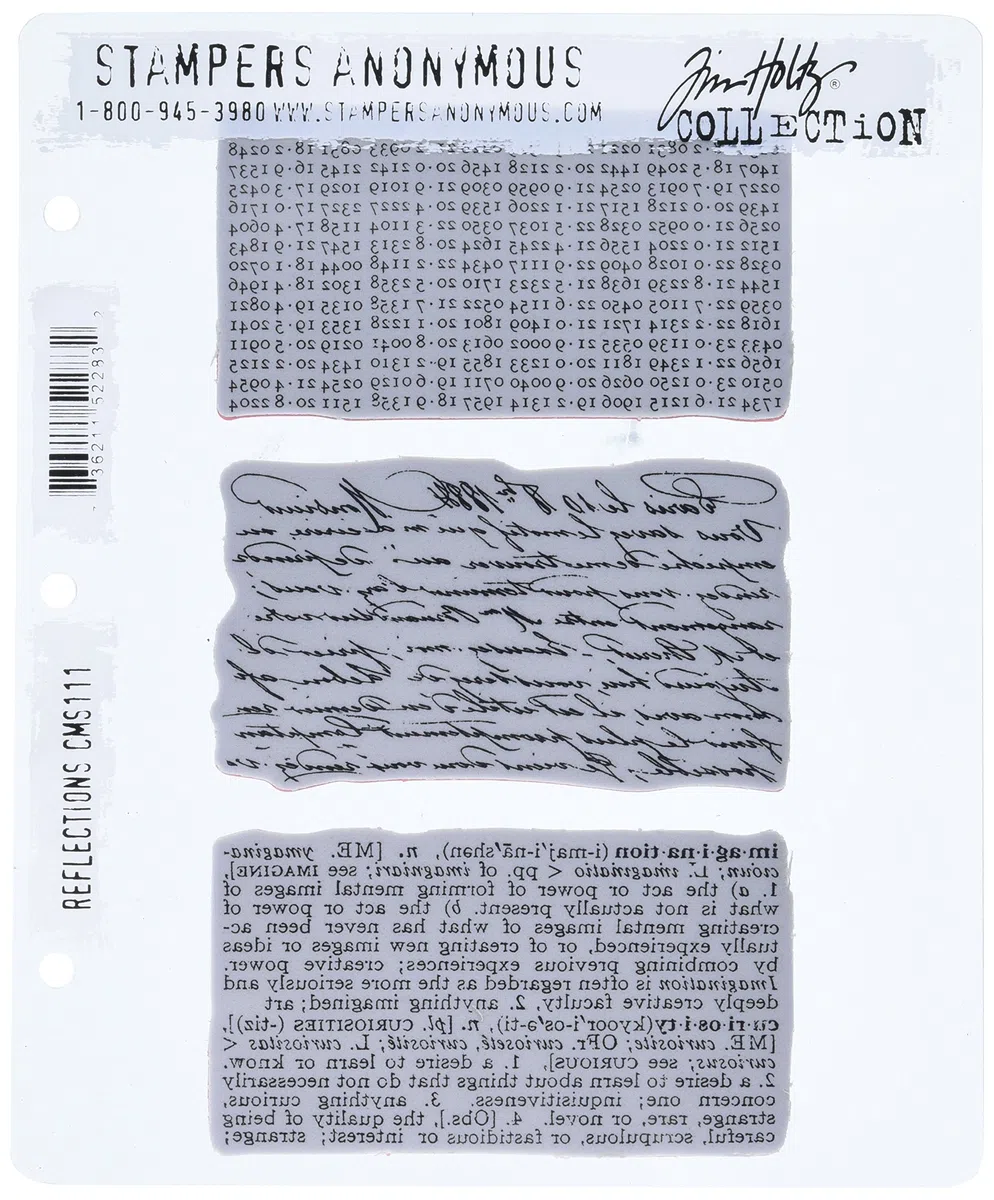 Stampers Anonymous Tim Holtz Cling Rubber Stamp Set 7"X8.5"-Reflections