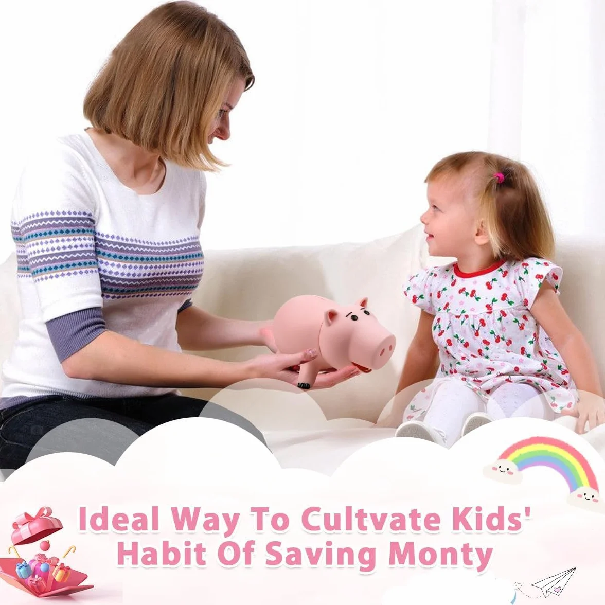 Salvadanaio Toy Story Hamm Salvadanaio per Bambini Scatole di Denaro di Plastica per i Bambini, Salvadanai per Bambini Adulti Salvadanai Piggy Bank Rosa