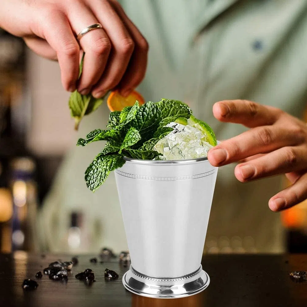 Tazze julep di menta, 2 pezzi da 400 ml di bicchieri classici in acciaio inossidabile bicchieri da cocktail bevande in vetro tazza di birra in vetro per succo bevanda
