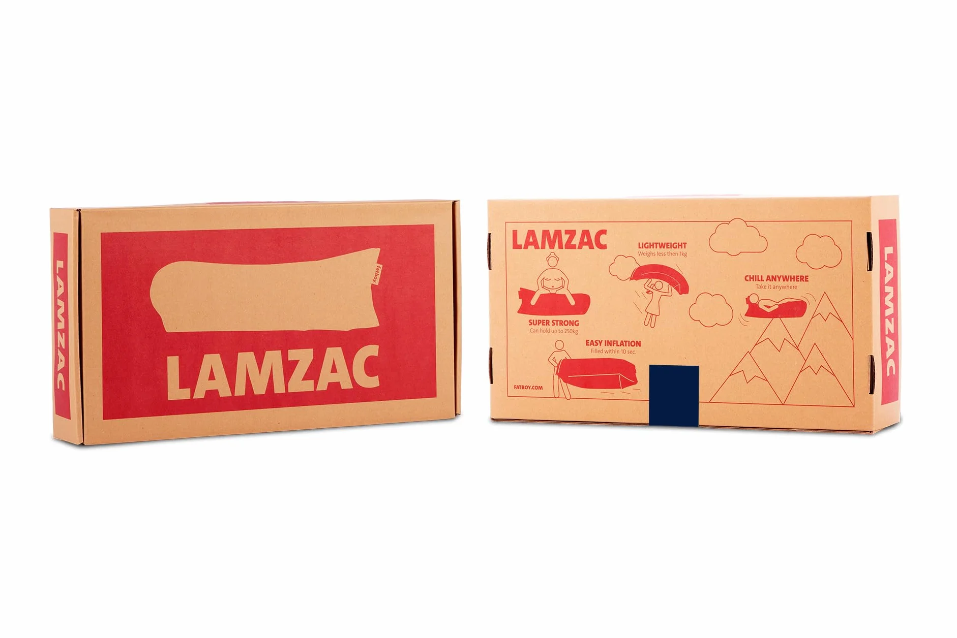 Fatboy Lamzac 3.0 - Divano gonfiabile per adulti e bambini, divano da campeggio, divano letto pigro ad aria, 200 x 90 x 50 cm, senza pompa necessaria, per uso interno ed esterno, Rosso