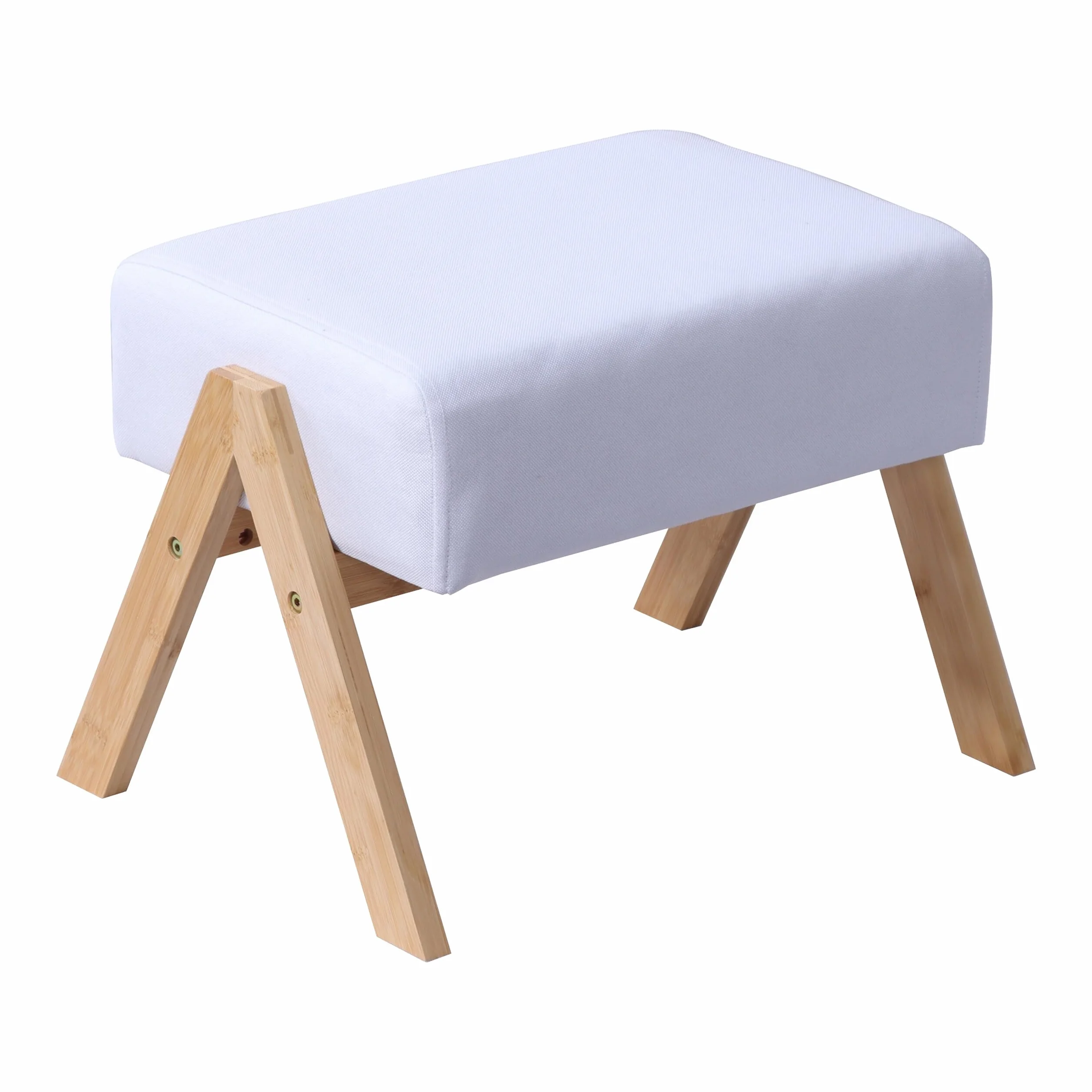 Relaxdays Poggiapiedi Imbottito in bambù, 40x28x30cm, Ingresso e Soggiorno, Crema/Naturale