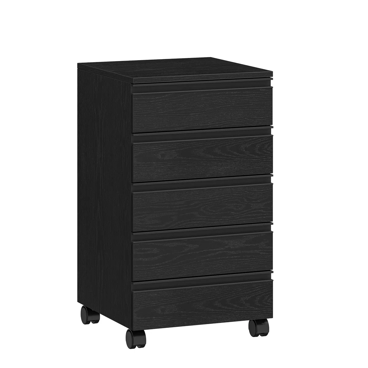 Hzuaneri Schedario da ufficio a 5 Cassetti, Cassettiera da Ufficio, Cassettiera Scrivania con Ruote, Studio, 40 x 40 x 70 cm, Nero FC55504X