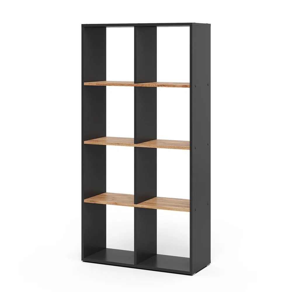 Vicco Scaffale Scutum, Antracite/Rovere dorato, 143 x 72 cm, per l’utilizzo come divisorio o come libreria aperta