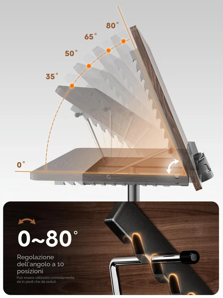 [2 in 1 Staccabile] Supporto PC Portatile Altezza Regolabile 60-130 cm, Tavolino Portatile Standing Desk per Supporto Proiettore, Leggio Musicale, Leggio per Libri - nero