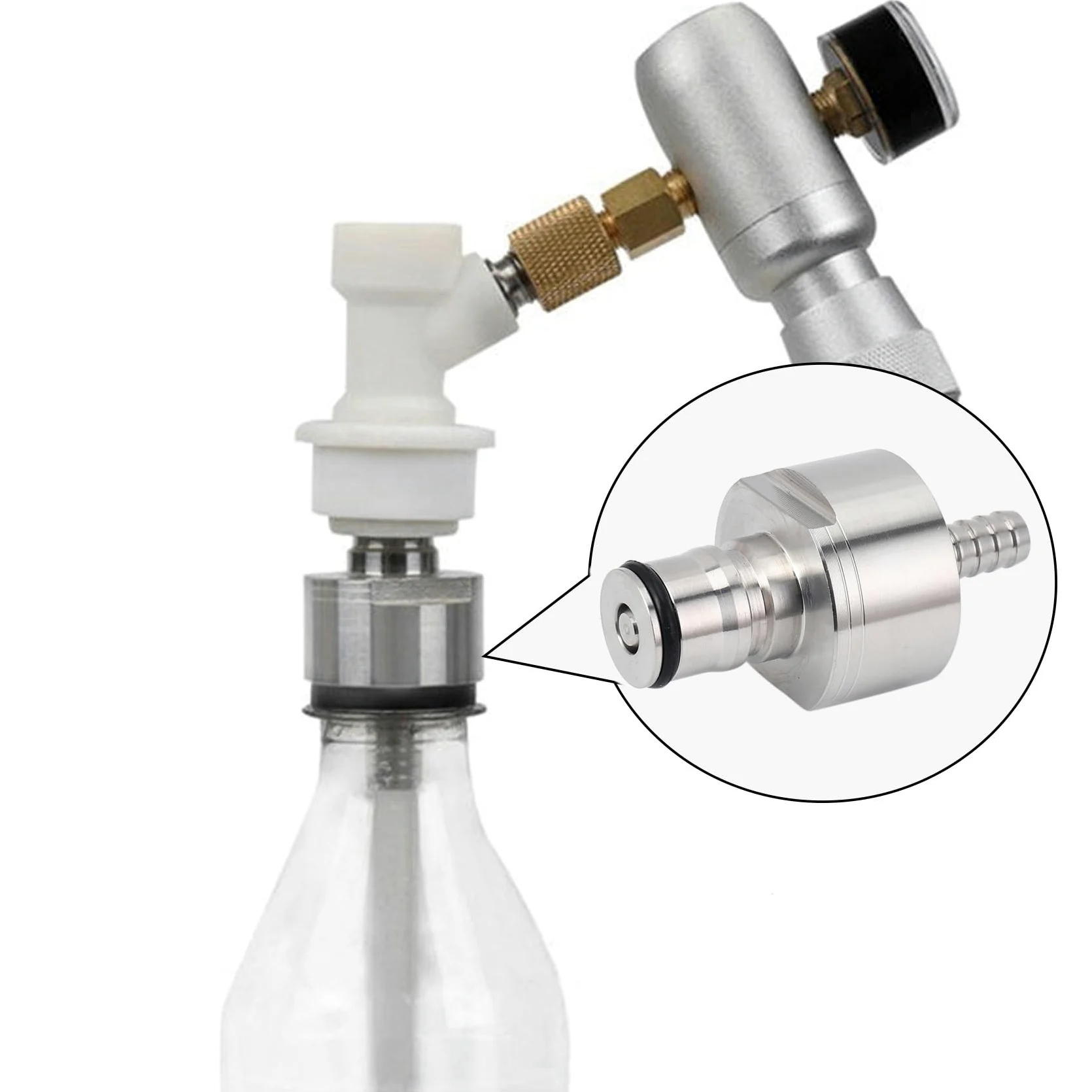2 pezzi / saldatura 304 in acciaio carbonation Cap 5/16 Barb, Ball Lock, Fit Soft Drink PET Bottiglie, Homebrew Kegging