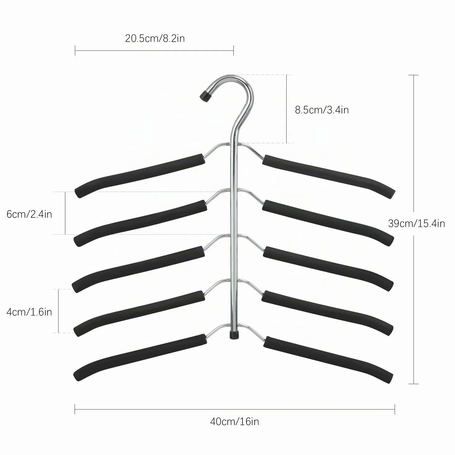 3 Pack Appendiabiti Organizzatore Salvaspazio Multistrato Multi-Funzione per Adulti 5 in 1 Metallo Appendiabiti Ganci Eva Antiscivolo Organizzatore Multiuso per Camicie Pantaloni Cappotti