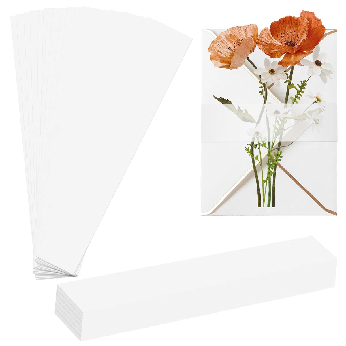 200 fasce per invito, in pergamena, trasparenti, per inviti da 12,7 x 17,8 cm, accessori per matrimoni, biglietti di nozze, buste in pergamena