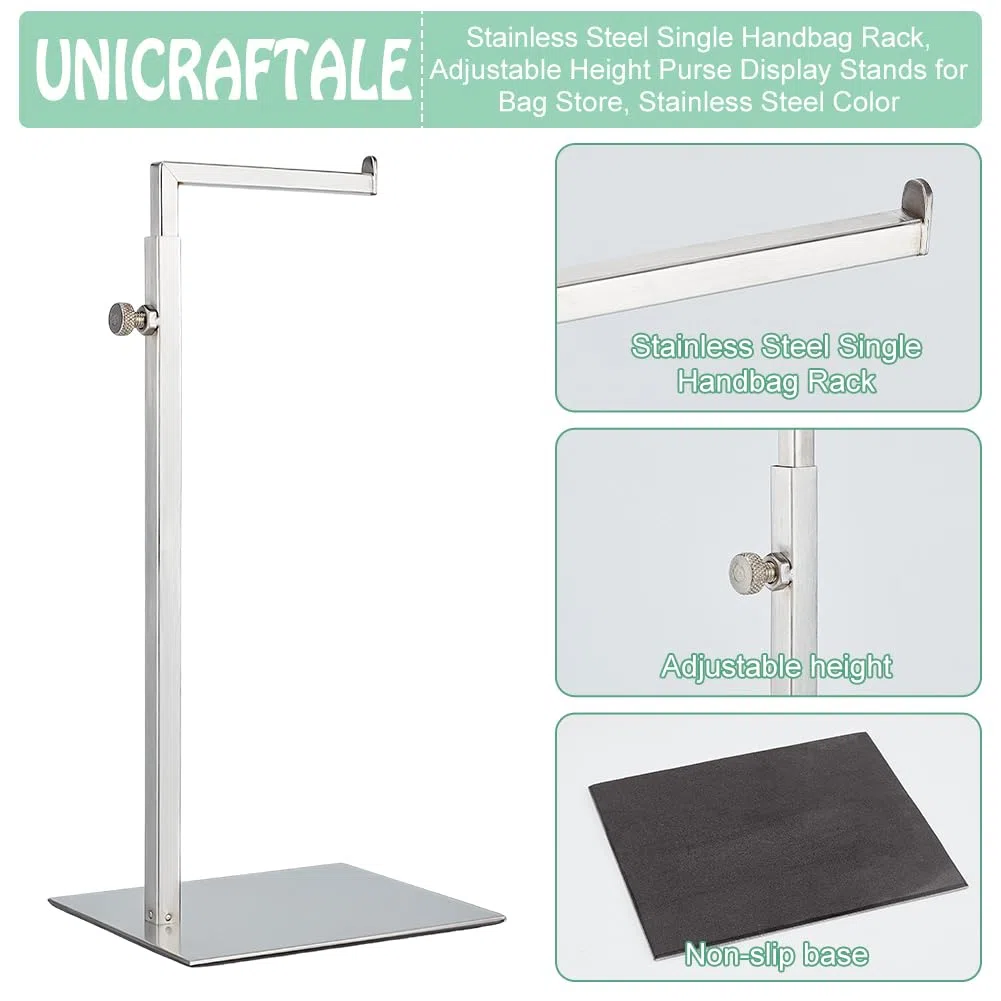 UNICRAFTALE 2 set di espositori per borse, altezza regolabile, in acciaio inox, per esporre borse e gioielli