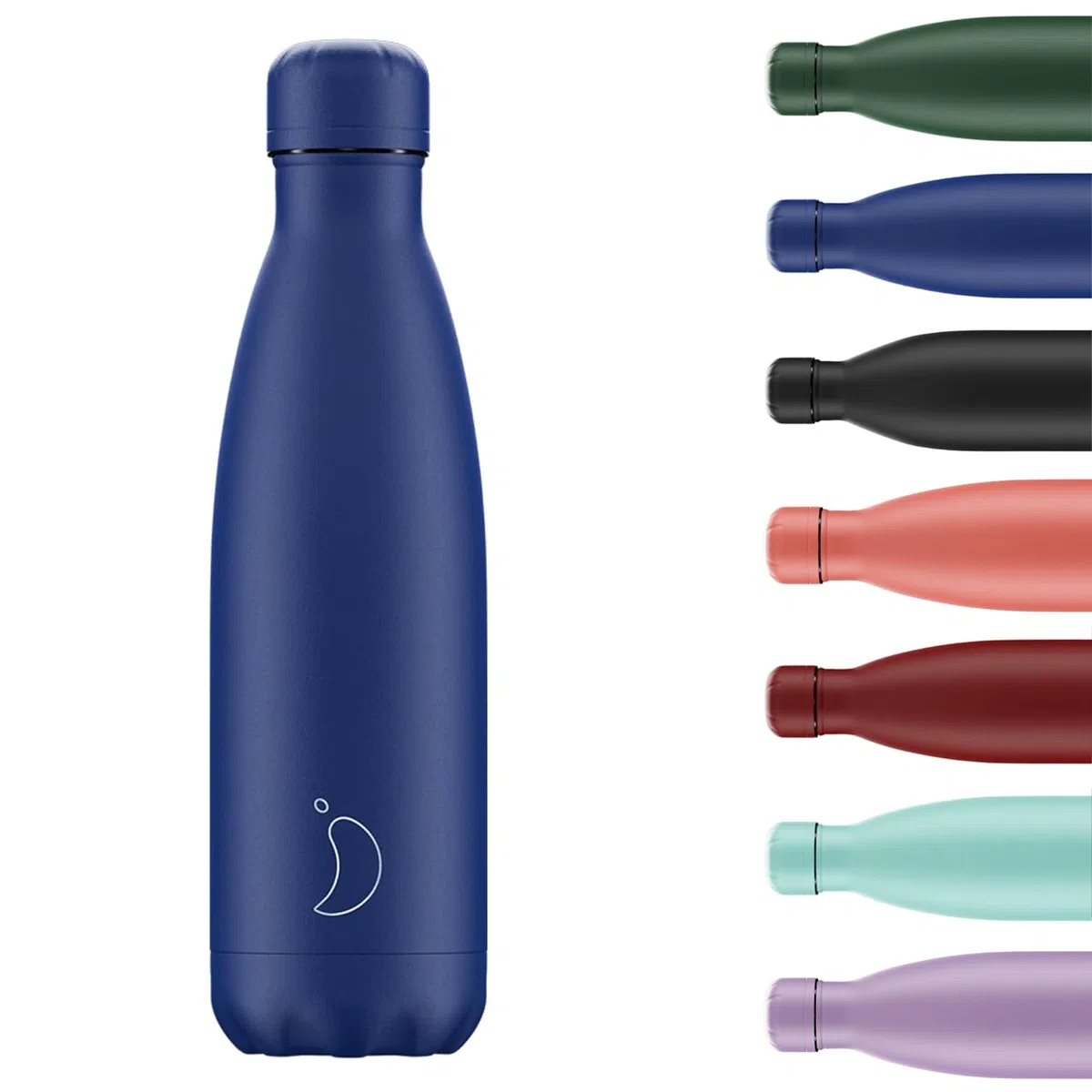 Chilly's Original Borraccia - Borraccia in Acciaio Inossidabile con Isolamento Sottovuoto, Riutilizzabile, per Bevande Calde e Fredde - A Prova di Perdite, Senza Condensa - Matte - All Blue - 500ml