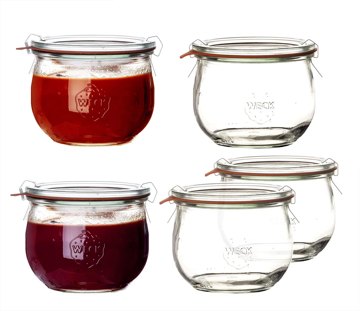Weck Vasetto Tulipano 580 ml con Coperchio da 100 mm, Completi di Guarnizione e Clips, Scatola da 6 Pezzi, Vetro, Trasparente