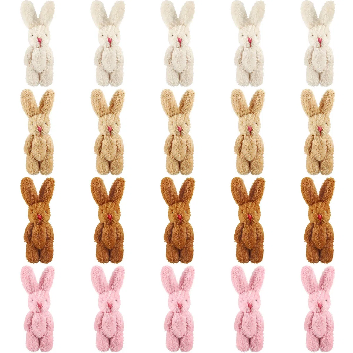 Sumind 20 Mini Peluche Coniglio Piccolo Coniglio Comune 2,4 Pollici Piccola Bambola Coniglietto Peluche Coniglietto Morbido per Pasqua Compleanno Torta, Marrone Chiaro, Beige, Marrone, Rosa