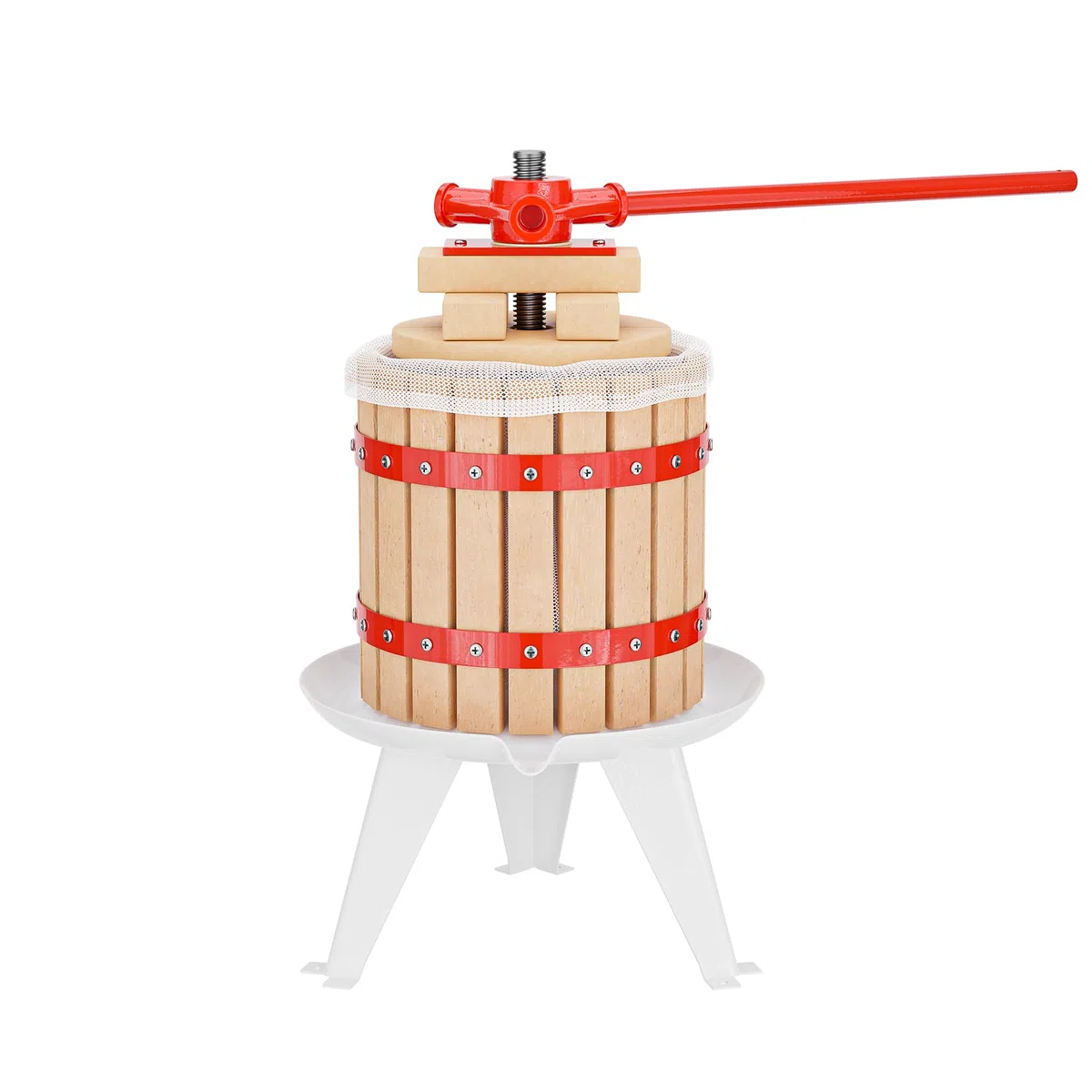 Wiltec Torchio Frutta da 12 l con Gabbia in Legno e scacco di spremitura, Torchio a Leva