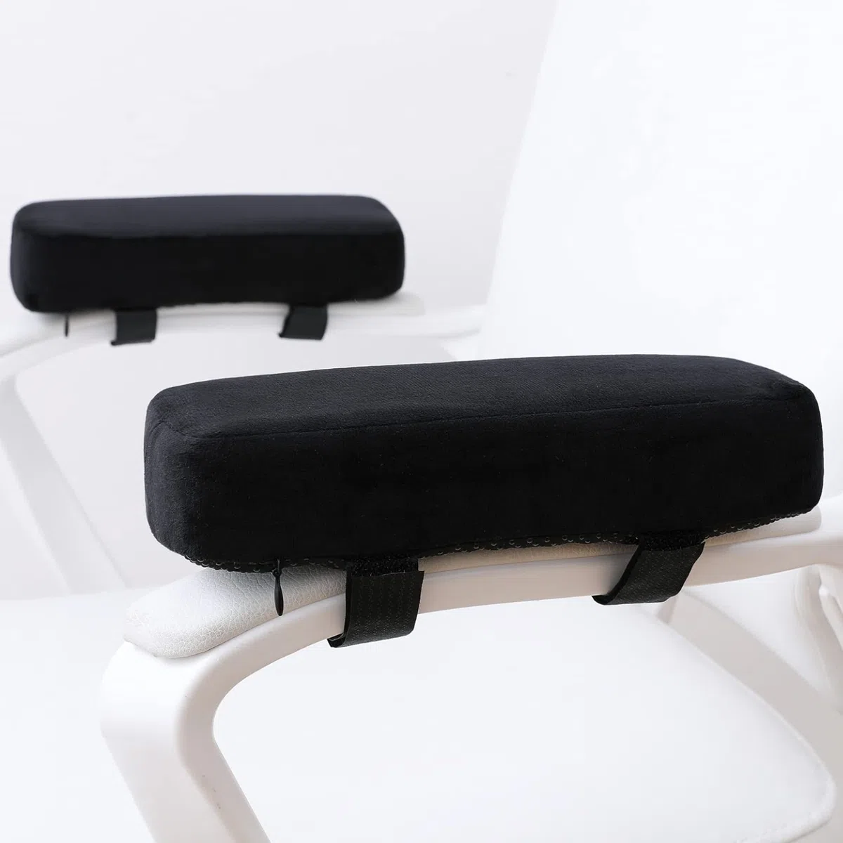 LargeLeaf Cuscini extra spessi 5 cm per braccioli e gomiti, per sedia da ufficio, da gioco, con braccioli in memory foam, set da 2 pezzi (nero)
