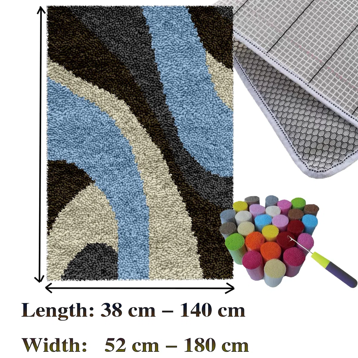 Kit Ganci a Chiavistello per Adulti, Kit Gancio di Chiusura Tappeto, Fai da Te Tappeto Kit da Ricamo per Principianti, Tappeto per Uncinetto Latch Hook Rug Kit, Ricamo a Punto Croce 38 x 52 cm