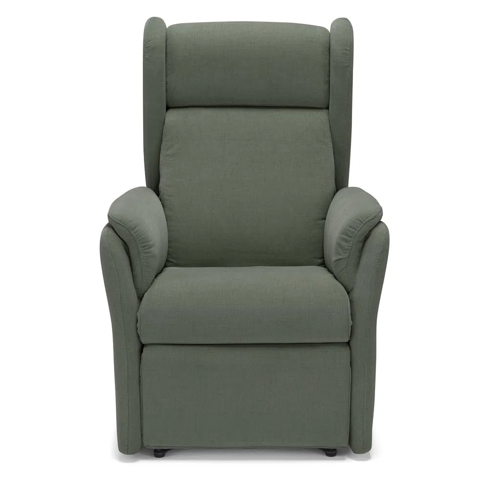 Poltrona relax elettrica FIRENZE MADE IN ITALY per anziani e disabili con kit batteria optional, 2 motori, 4 ruote, optional antimacchia (Senza Kit Batteria, Tessuto Antimacchia, Verde Foresta)