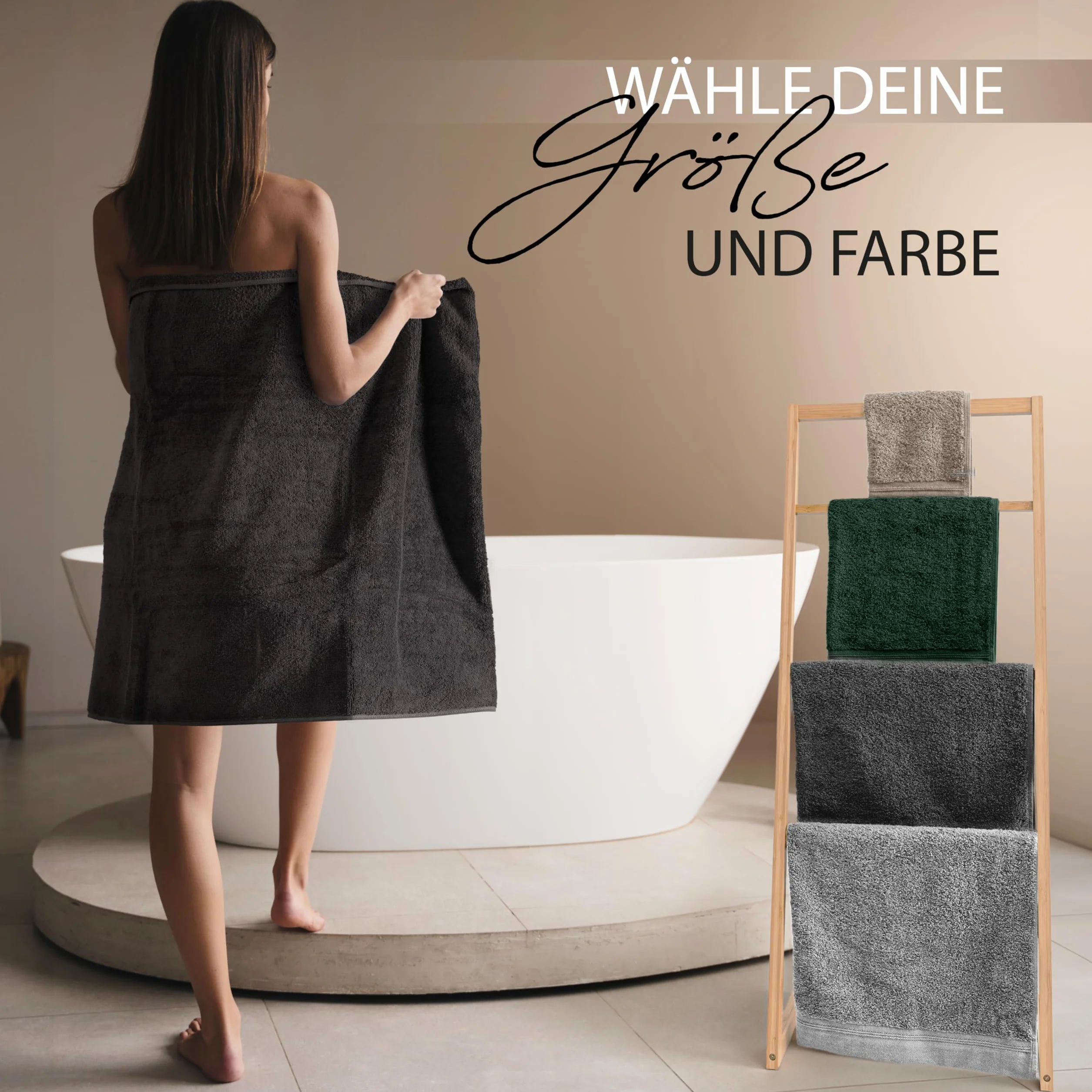 Hausfelder Asciugamani 50x100 cm – Set di asciugamani premium 500g/m² - 100% cotone, certificati Ökotex (50x100 cm erde chiaro)