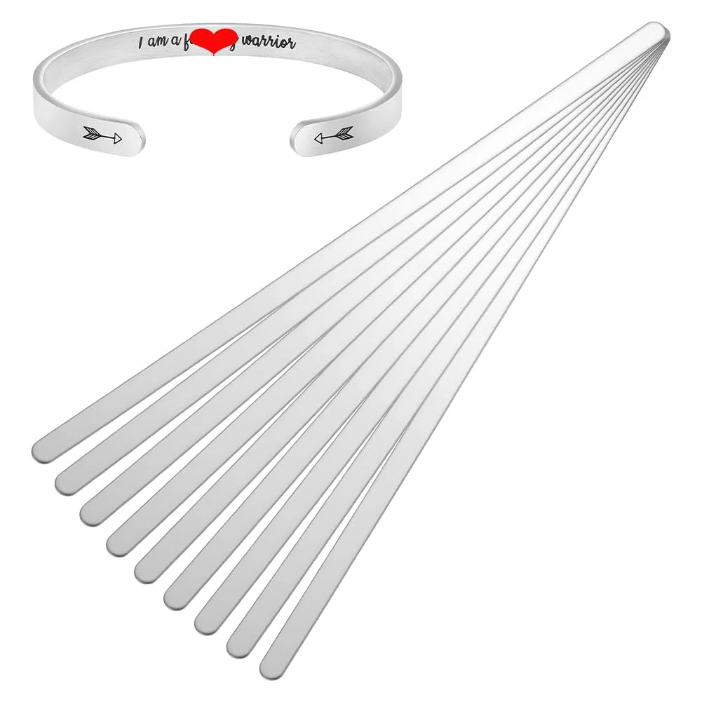 UNICRAFTALE 10 braccialetti grezzi per incisione, in acciaio inox, 16 cm, in pelle, per la produzione di braccialetti e gioielli
