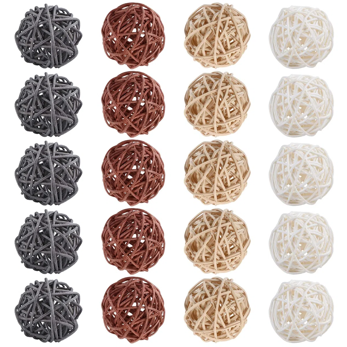 20 palline di rattan decorative artigianali tessute a mano, 3 cm, multicolore, perfette per la decorazione di matrimoni e casa
