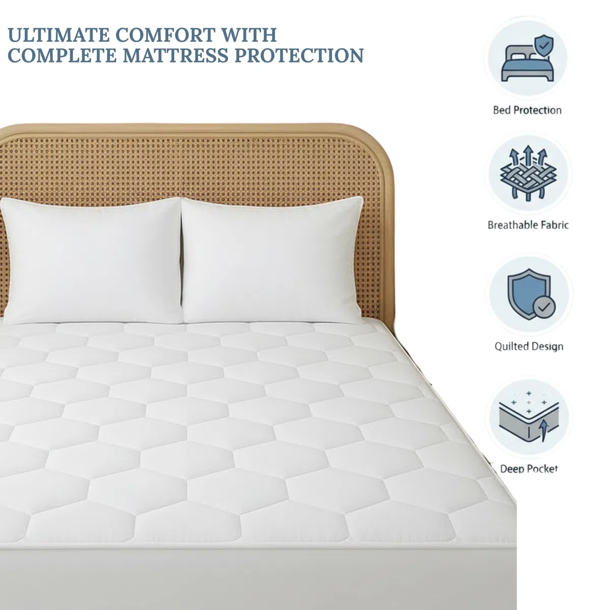 Coprimaterasso trapuntato super king size, imbottitura in microfibra da 110 g/m², ipoallergenico, con angoli profondi, traspirante, si estende fino a 30 cm (super king – 180 x 200 cm)