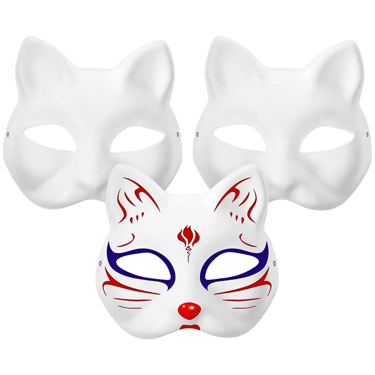 NUOBESTY 3 Pezzi Maschere di Carta Bianca Faccia Maschera Vuota per Decorare Pittura Fai da Te Mascherata Festa in Maschera (Stile Gatto)