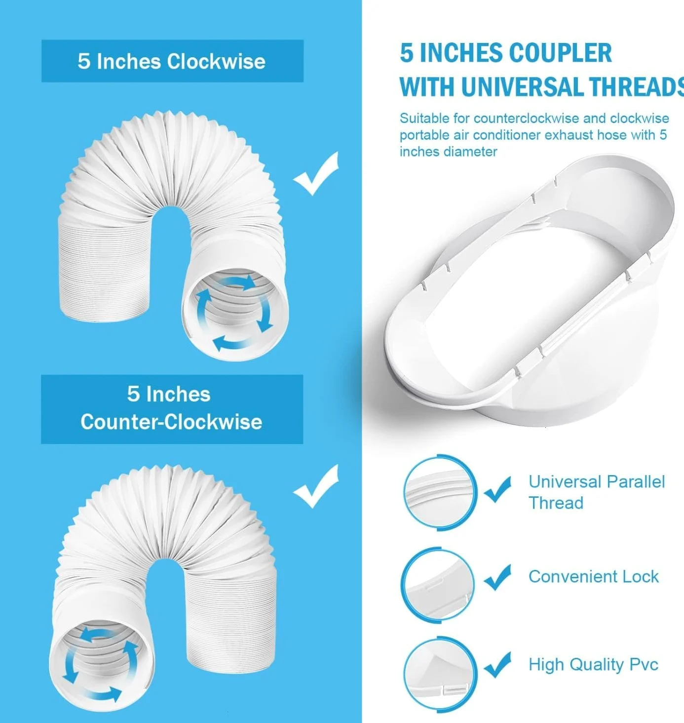 Kit di Scorrimento per Finestre Elastiche e Tenuta Universale per Aria Condizionata Portatile - Tubo di Scarico Con Accoppiatore, Ventilazione AC Regolabile per Finestre Scorrevoli