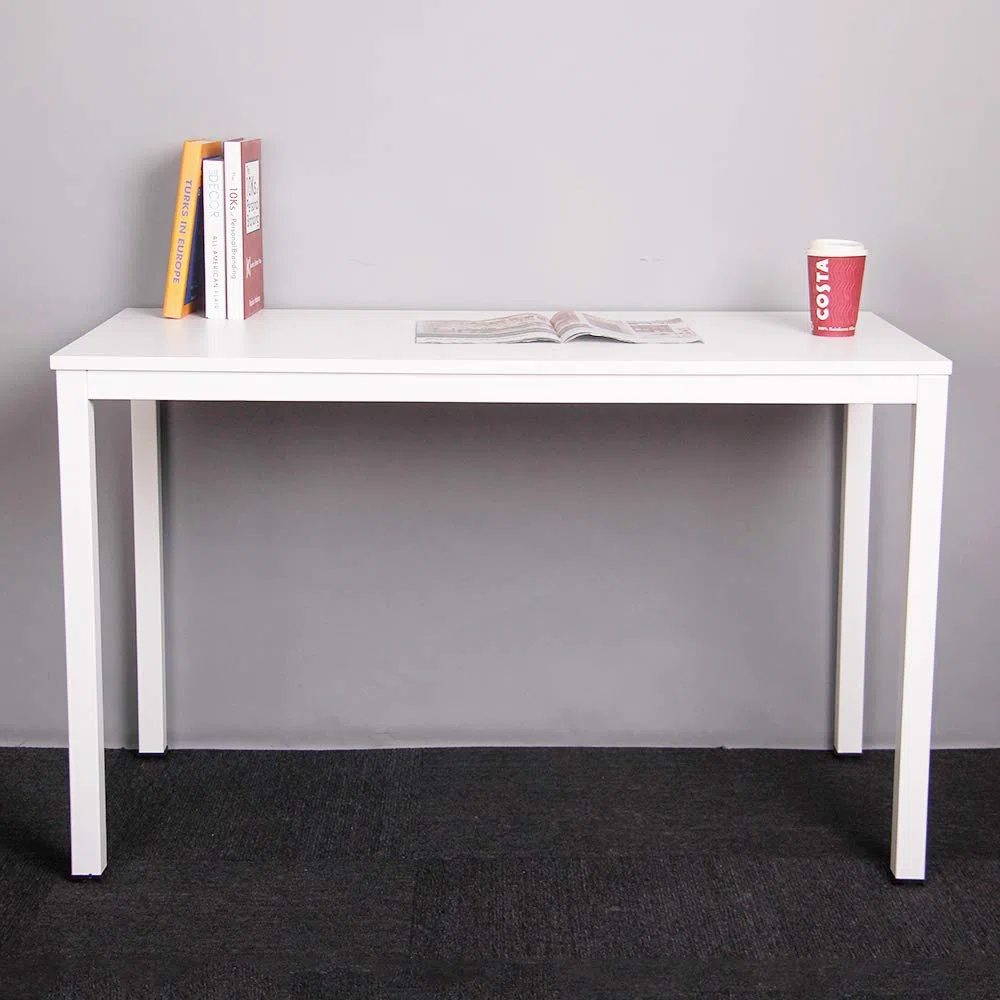 sogesfurniture Scrivanie 100x60cm Tavolo per Computer Ufficio Postazioni di Lavoro Scrivania PC Tavolo da Pranzo Moderno in Acciaio Legno, Bianco AC3W-100-SF