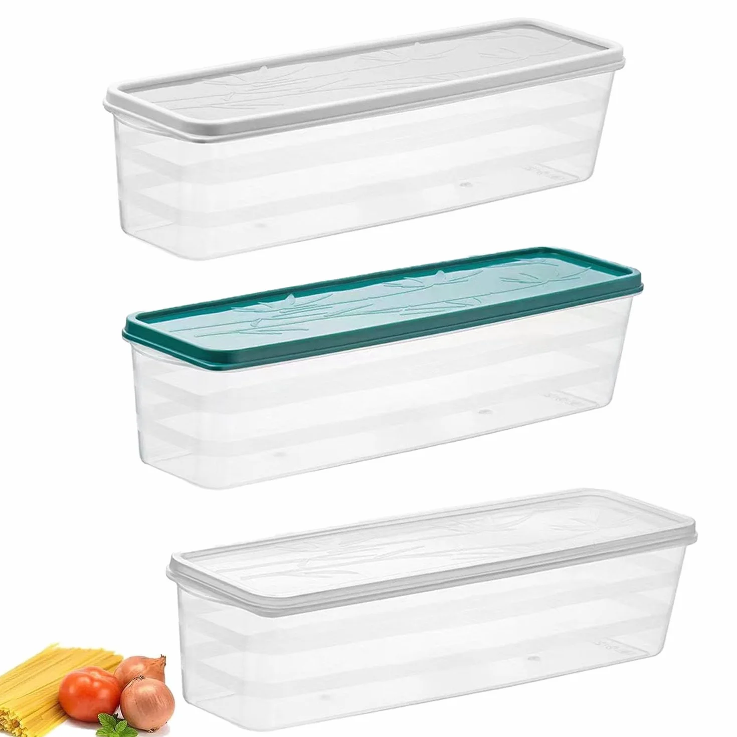 3 Pezzi Contenitori Per Pasta Conservazione Degli Spaghetti Scatola Per Spaghetti Plastica Pasta Contenitore Convient Pour Stocker Des Nouilles, Des Épices Et Des Céréales(Verde, grigio, trasparente)
