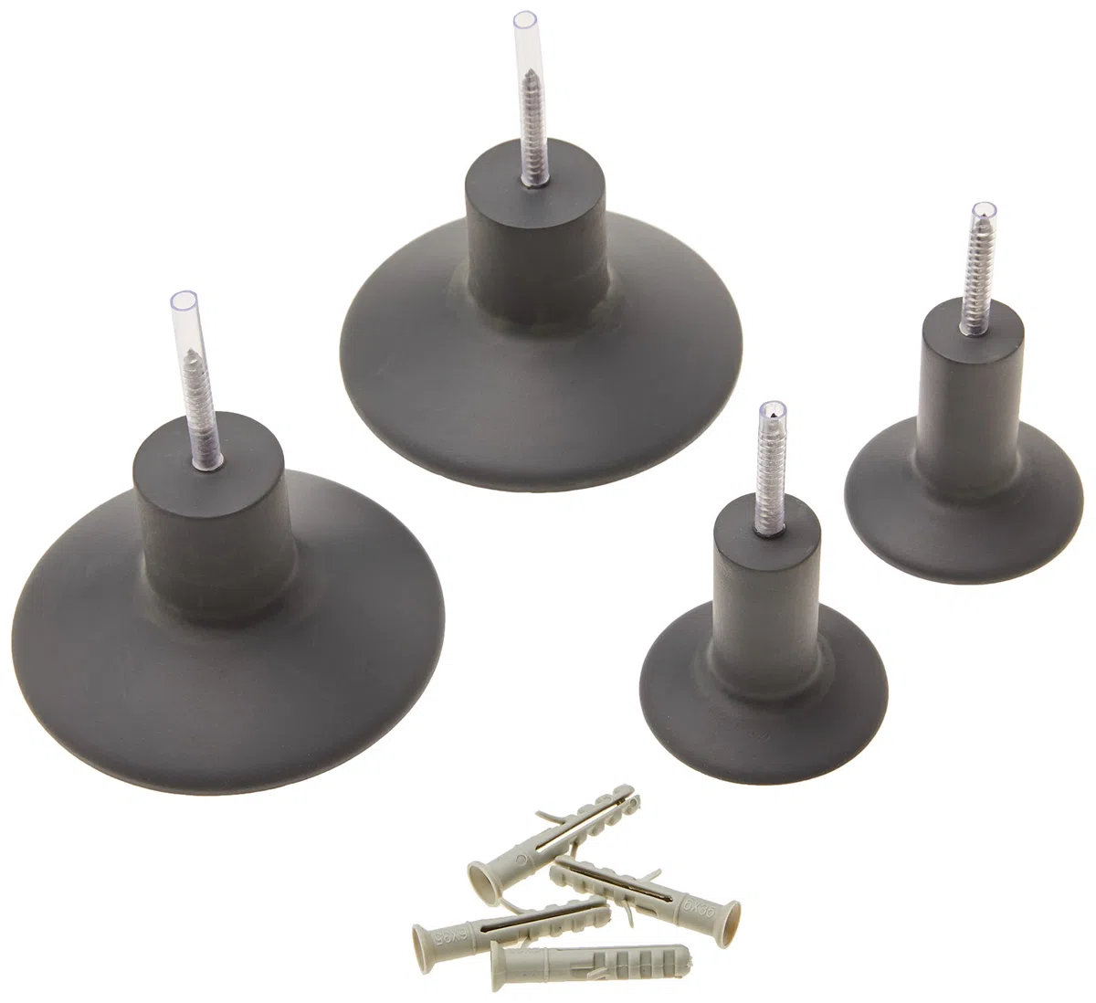 Blomus Set di 4 ganci da parete, moderna colorazione canna di fucile, di alta qualità, materiale di fissaggio, 2 pezzi diametro 8,5 cm, 2 pezzi diametro 5 cm, altezza 45 mm, canna di fucile, 65800