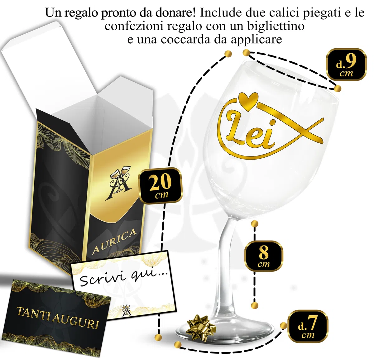 Coppia Calici Vino Personalizzati LUI LEI ∞ – Due Bicchieri Piegati Coordinati Con Simbolo Infinito Per Celebrare L’Amore E I Momenti Insieme Con Confezione Regalo Inclusa