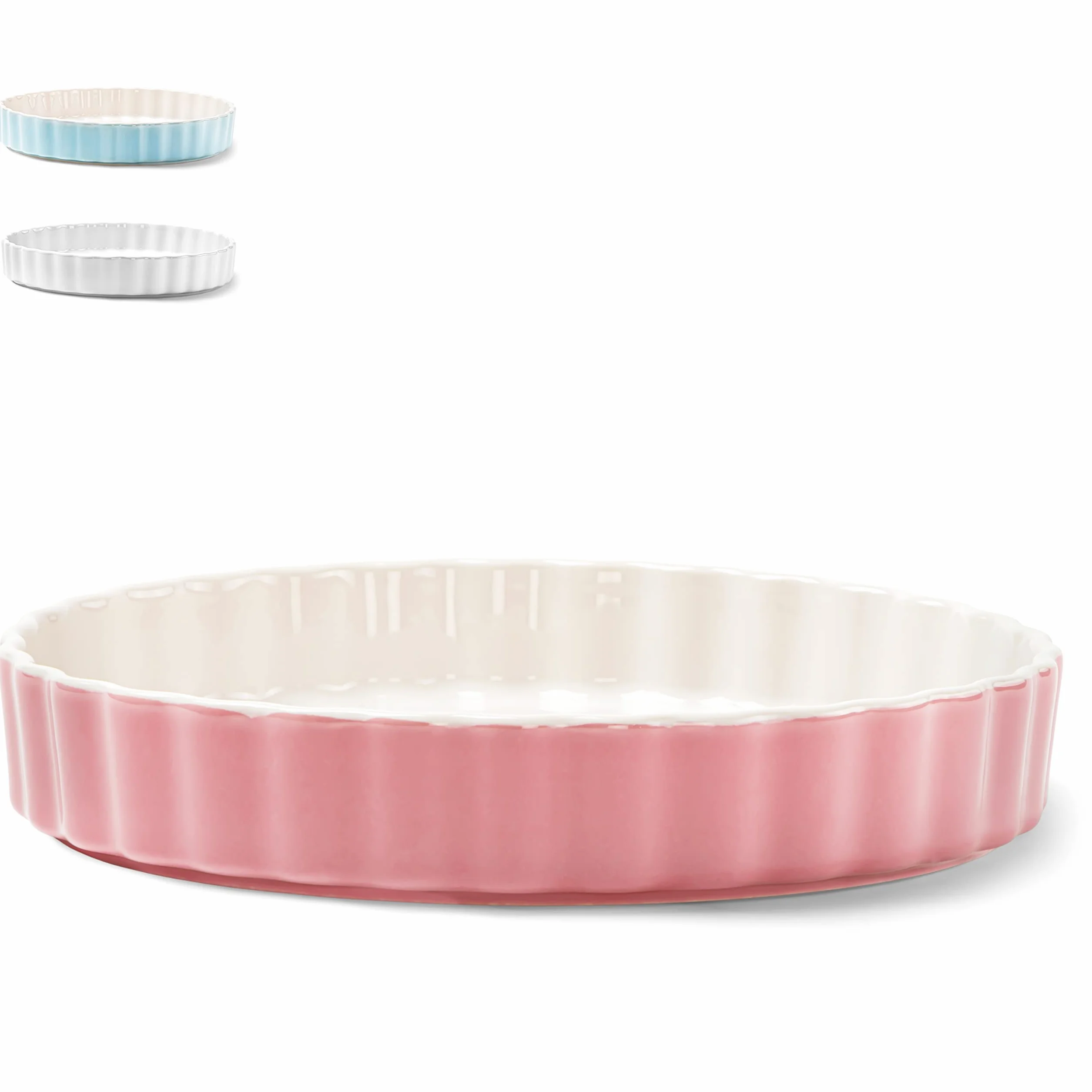 KIVY Teglia Forno [28 cm] | Ceramica Antiaderente | Stampo per Dolci in Ceramica Rosa | Stampa per Torte e Quiche