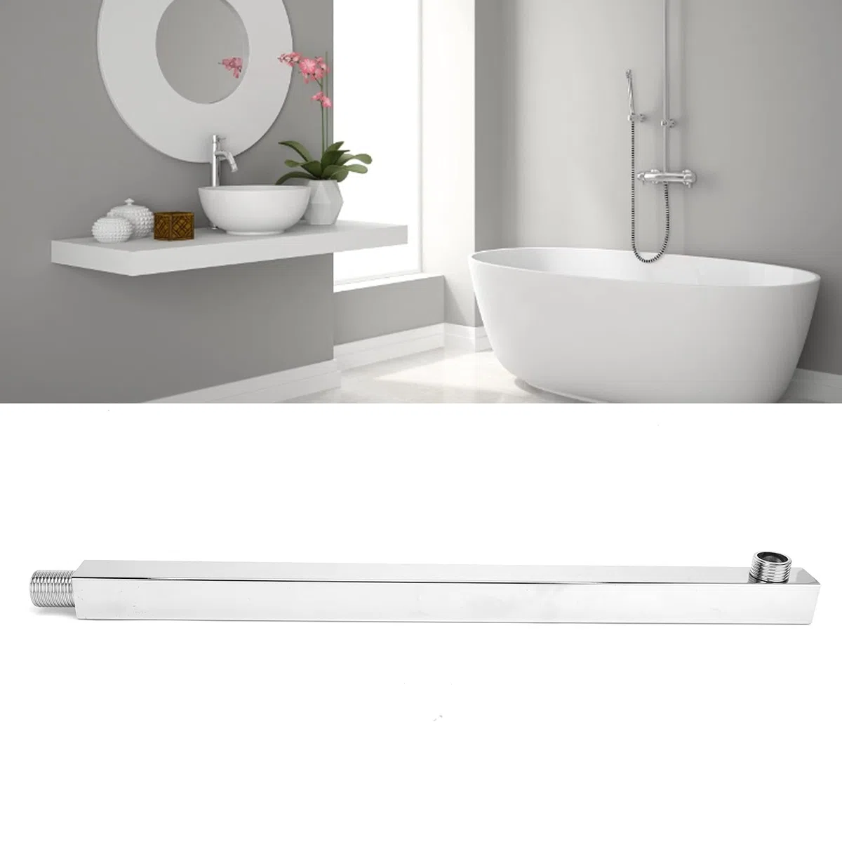 01 Braccio Doccia, Finiture Cromate Prolunga per Soffione Doccia in Acciaio Inox con Copertura Decorativa per Bagno per Tubo Doccia