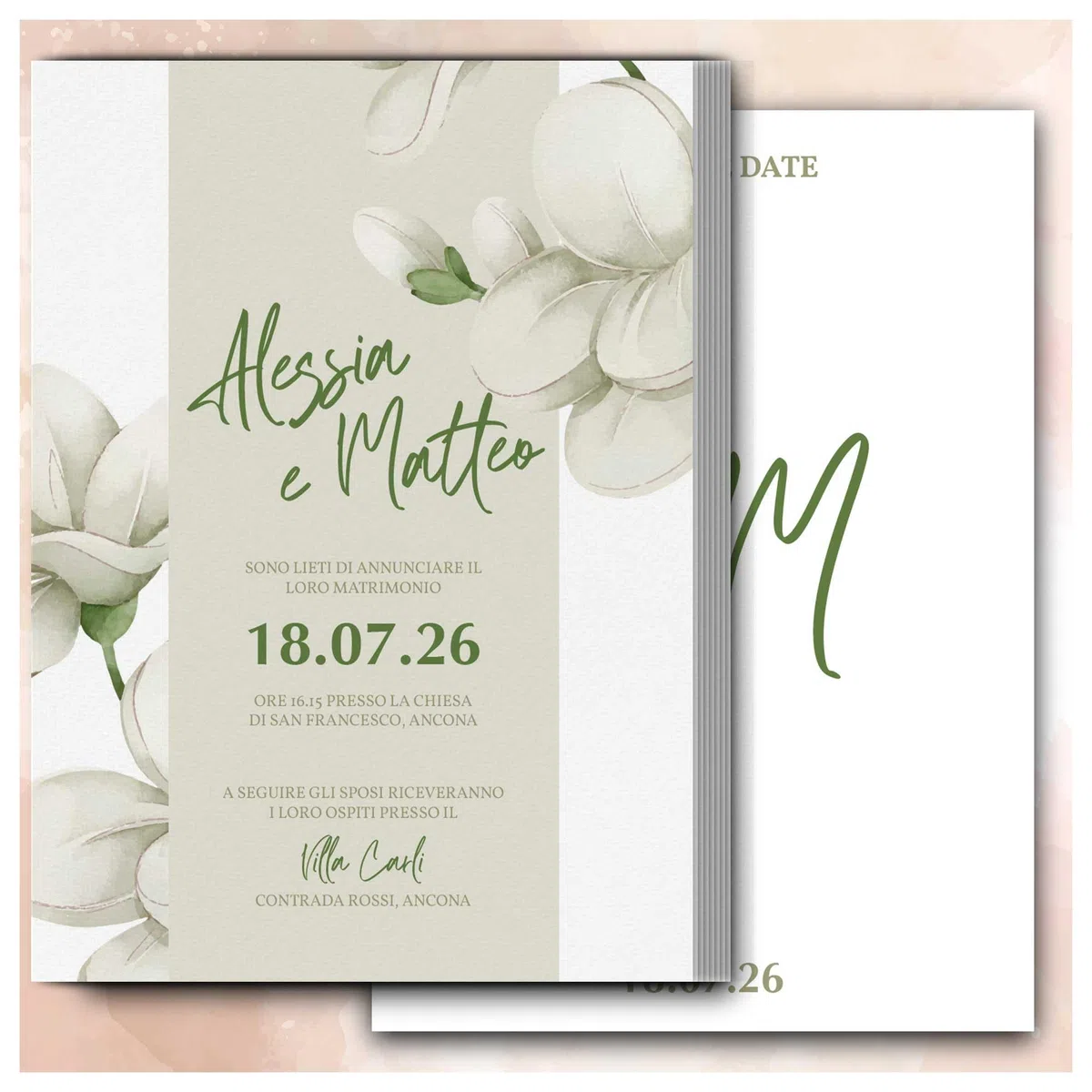 Partecipazioni Matrimonio Personalizzate 8pz Stampa inclusa - Inviti Matrimonio Personalizzabili in Carta Martellata Alta Qualità 200gr - 16x11,5cm - Essential WI-3 EchoPrint