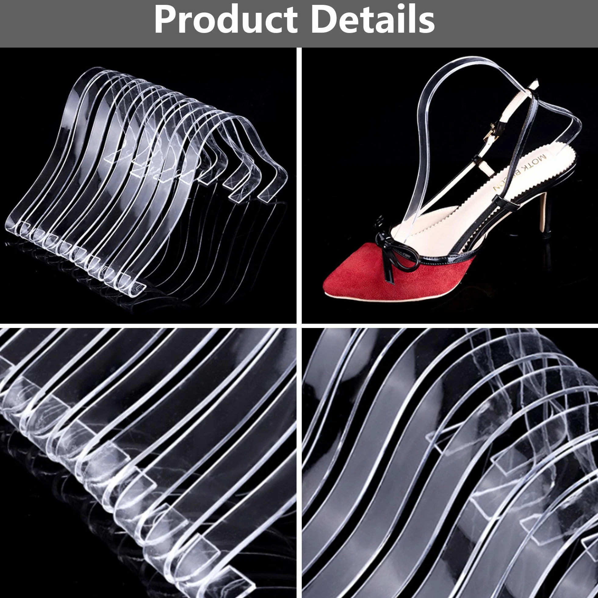6 Pcs Espositore Sandalo Trasparente Supporto Scarpe Organico Acrilico Chiaro Sandali Stand Sandali Scarpe Presentazione Custodia Elastica Scarpe Supporti Scarpe
