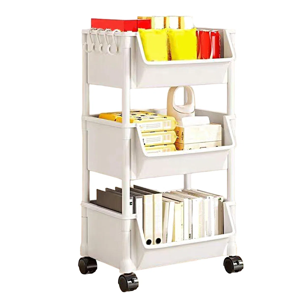 Generico Carrello portadocumenti e portalibri multistrato | Carrello organizzativo multifunzionale per soggiorno e camera dei bambini | con ruote per articoli di cancelleria e giocattoli