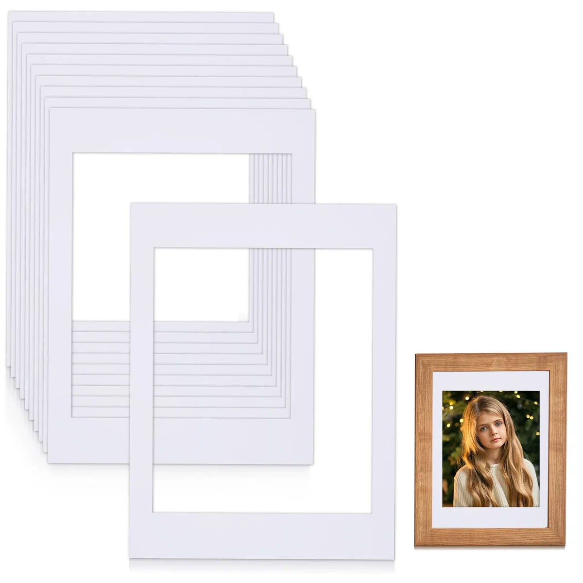 Fentar 10 Pezzi Passepartout 30x40 cm, Cartoncino Bianco per Cornici, Apertura Interna 25x30 cm, Ideale per Foto, Dipinti, Stampe e Quadri, Formato Standard per Mostre e Decorazioni Domestiche