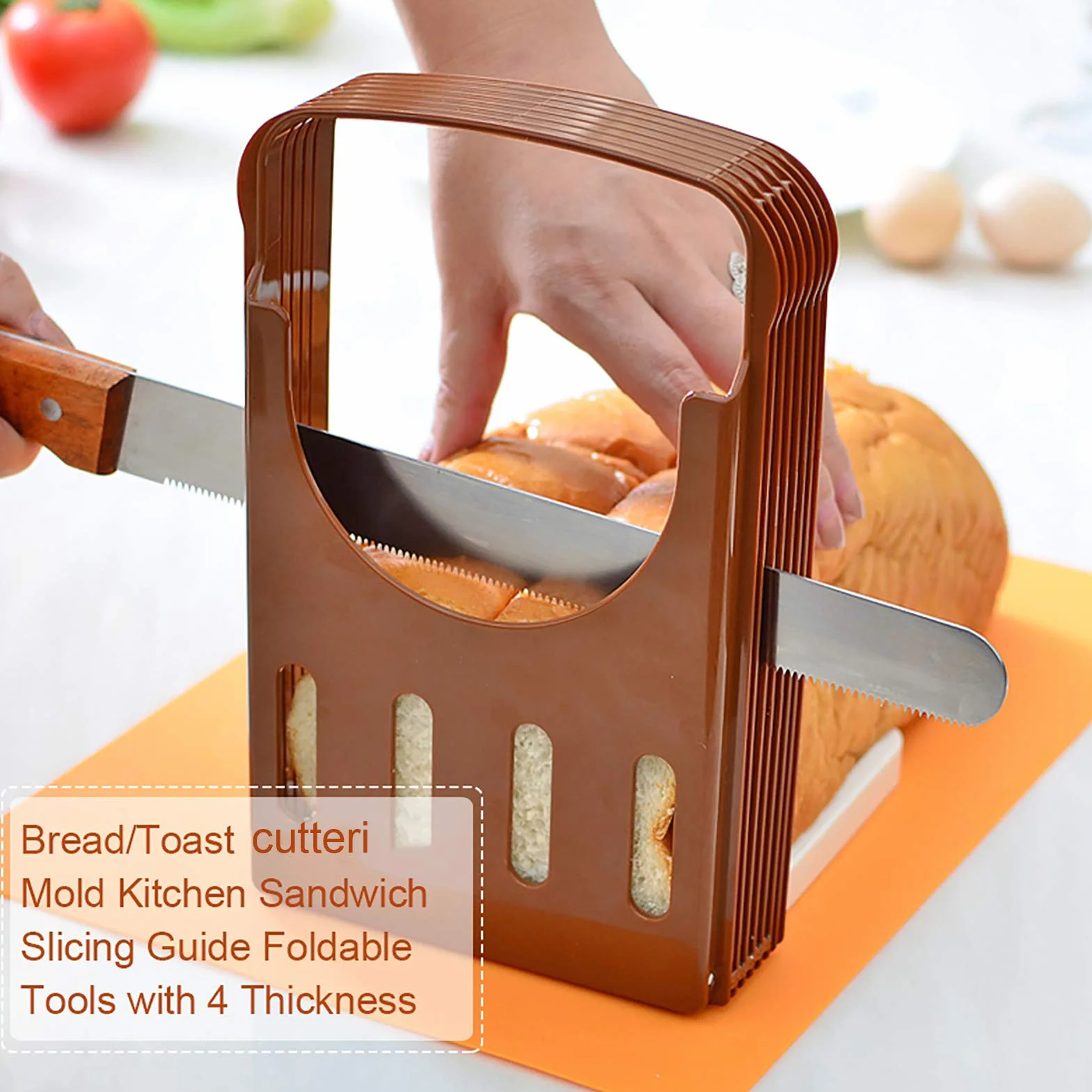Affettatrice Regolabile per Pane, Guida Manuale con 4 Spessori per Pane Fatto in Casa, Arrosto e Tostato